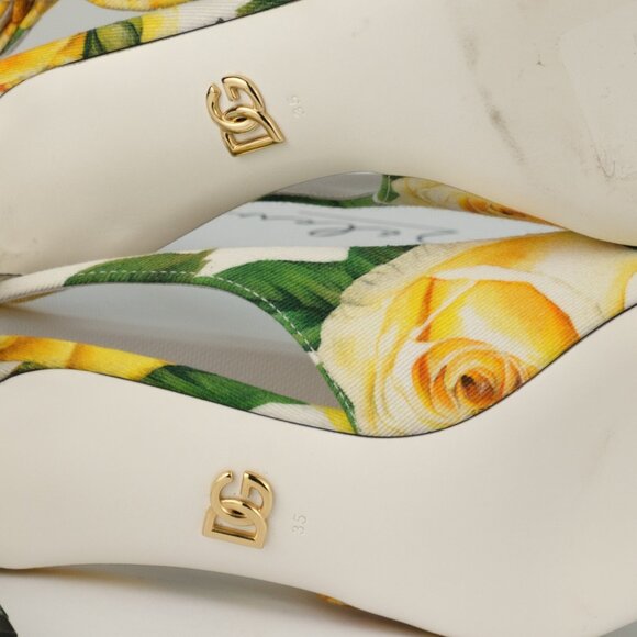 Dolce & Gabbana Yellow Rose Gabardine Slingback Pumps, EU 35/US 5 - Picture 8 of 14